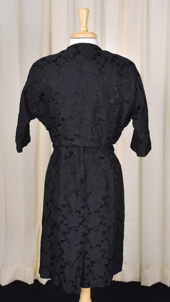 1950s Black Cotton Brocade Vintage Suit