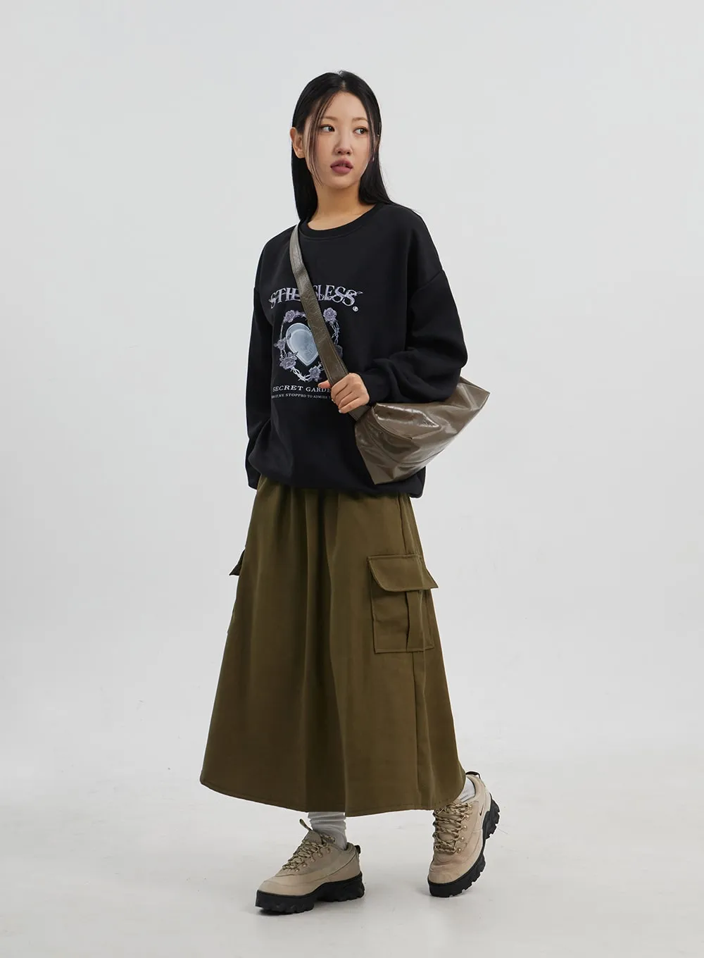 A-Line Cargo Maxi Skirt CJ319