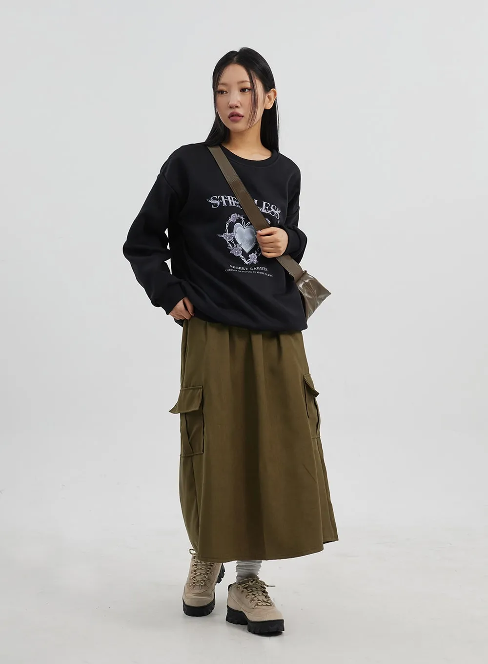 A-Line Cargo Maxi Skirt CJ319