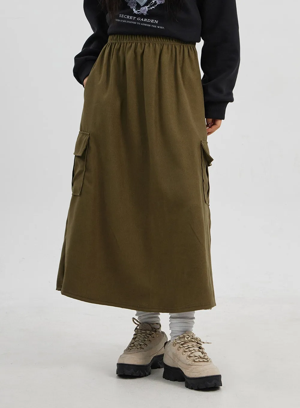 A-Line Cargo Maxi Skirt CJ319