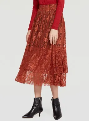 A-Line Lace Skirt Stitching Irregular Skirt