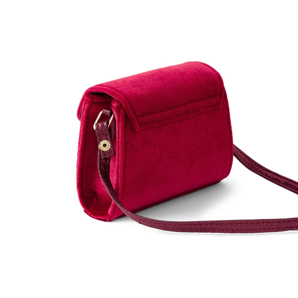 Accessorize London Girl's Red Velvet Bow Sling  Bag