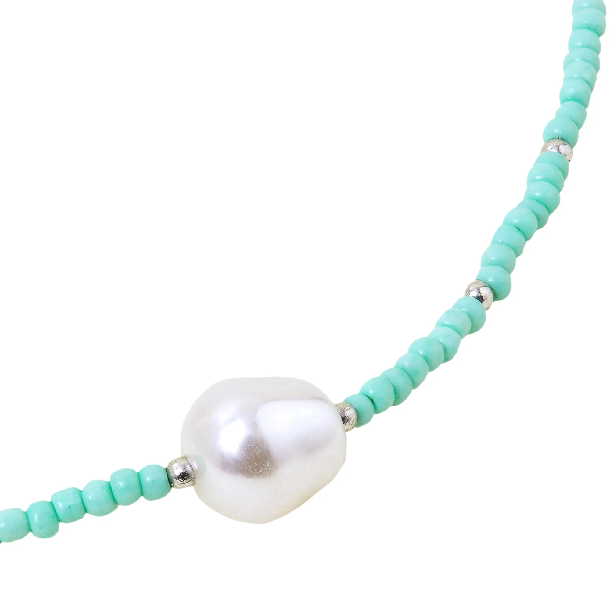 Accessorize London Women's Green Pearl Friendship Anklet