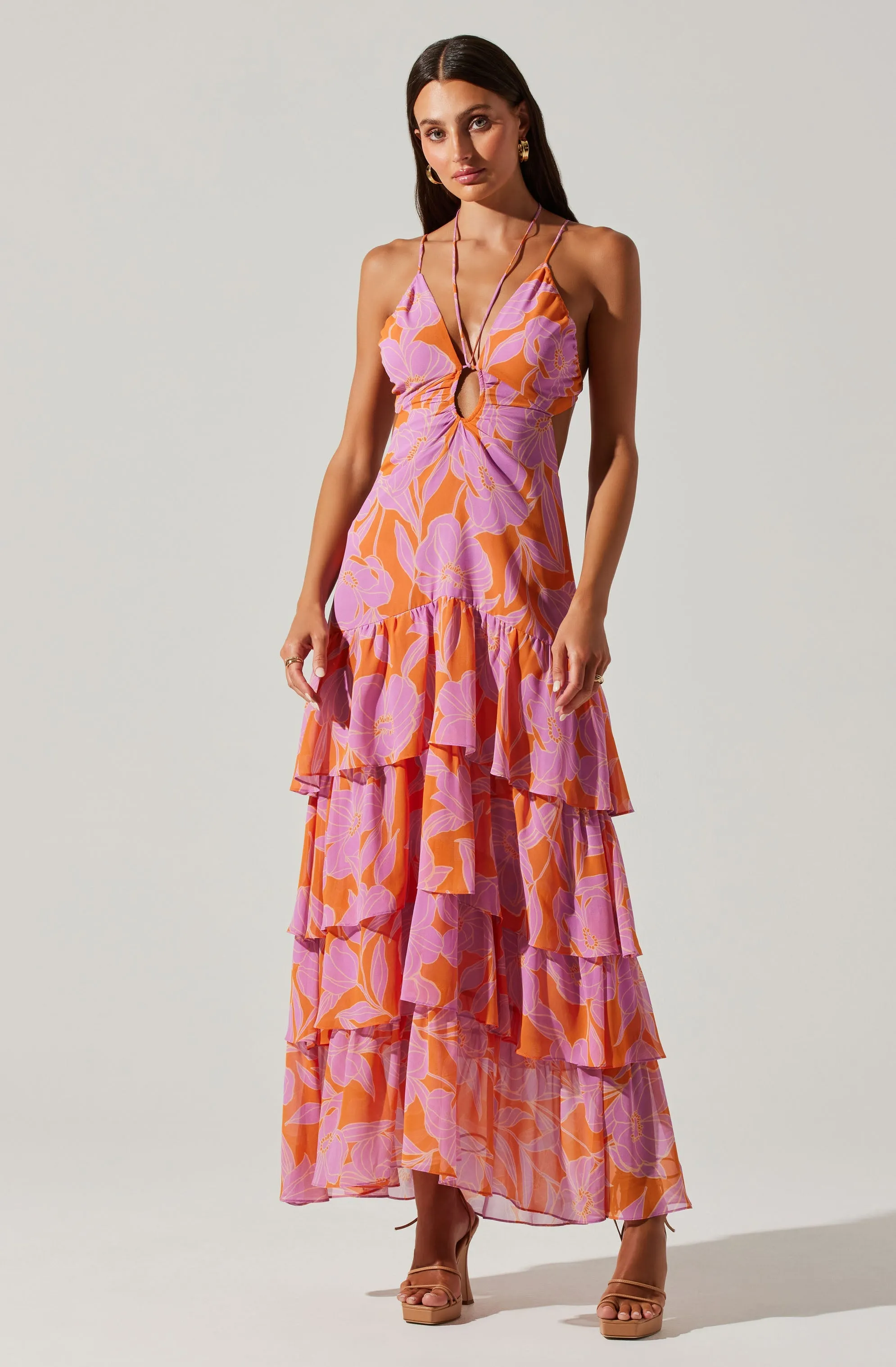 Aneira Floral Tiered Maxi Dress