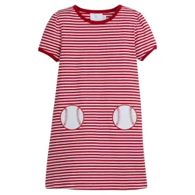 Applique Pocket T-Shirt Dress - Baseball