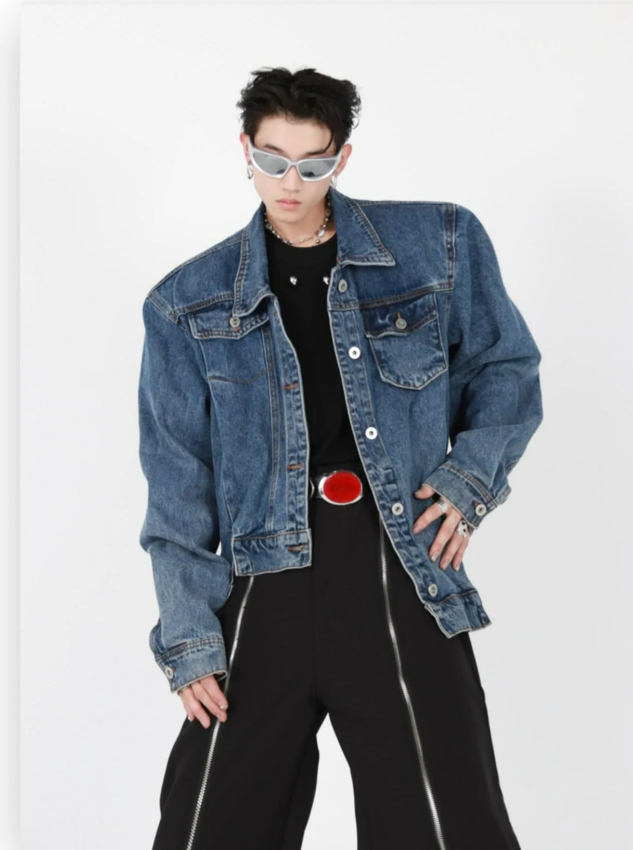 Asymmetrical Hem Denim Jacket