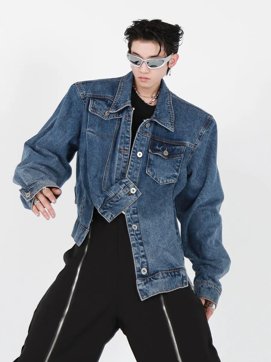 Asymmetrical Hem Denim Jacket