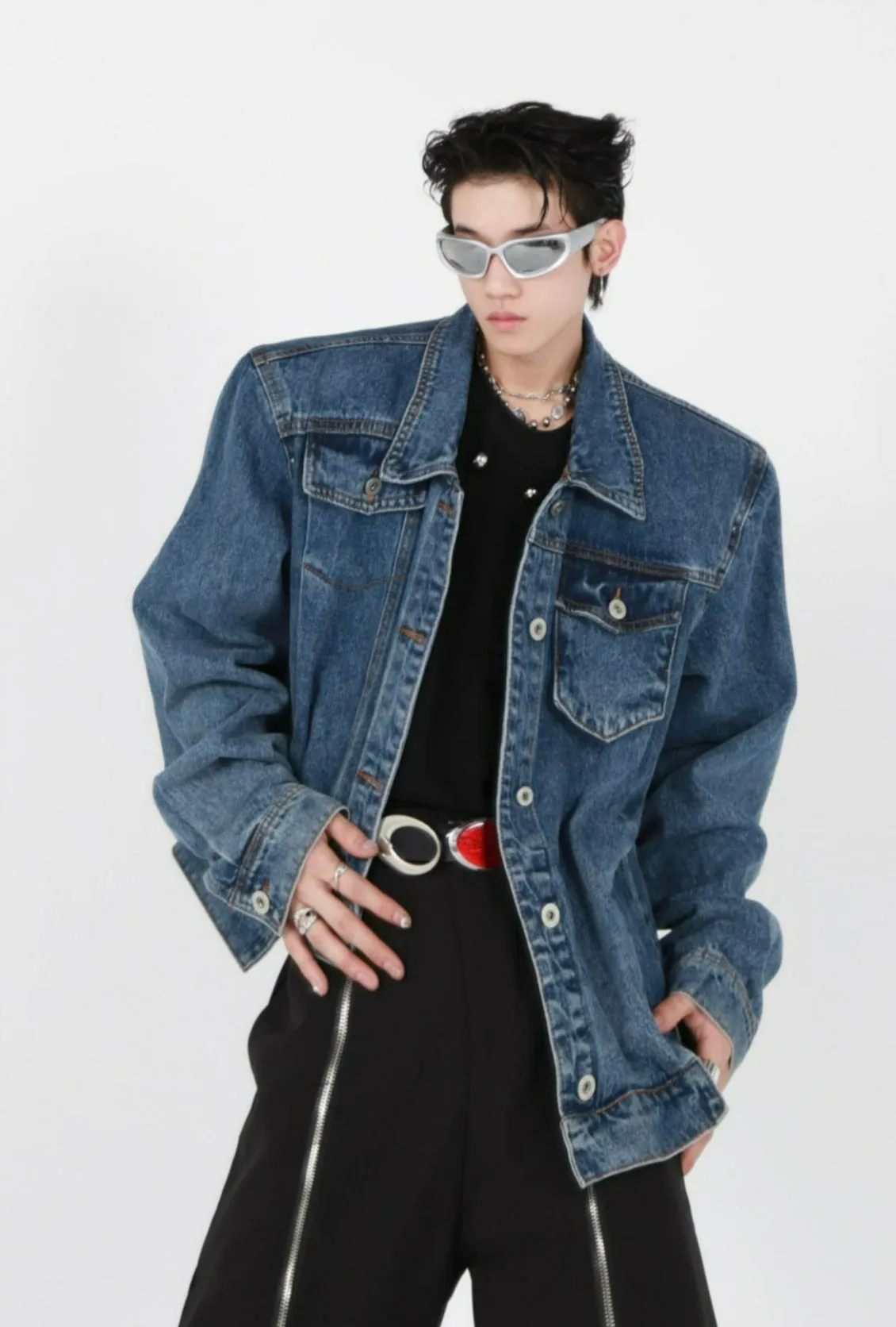 Asymmetrical Hem Denim Jacket