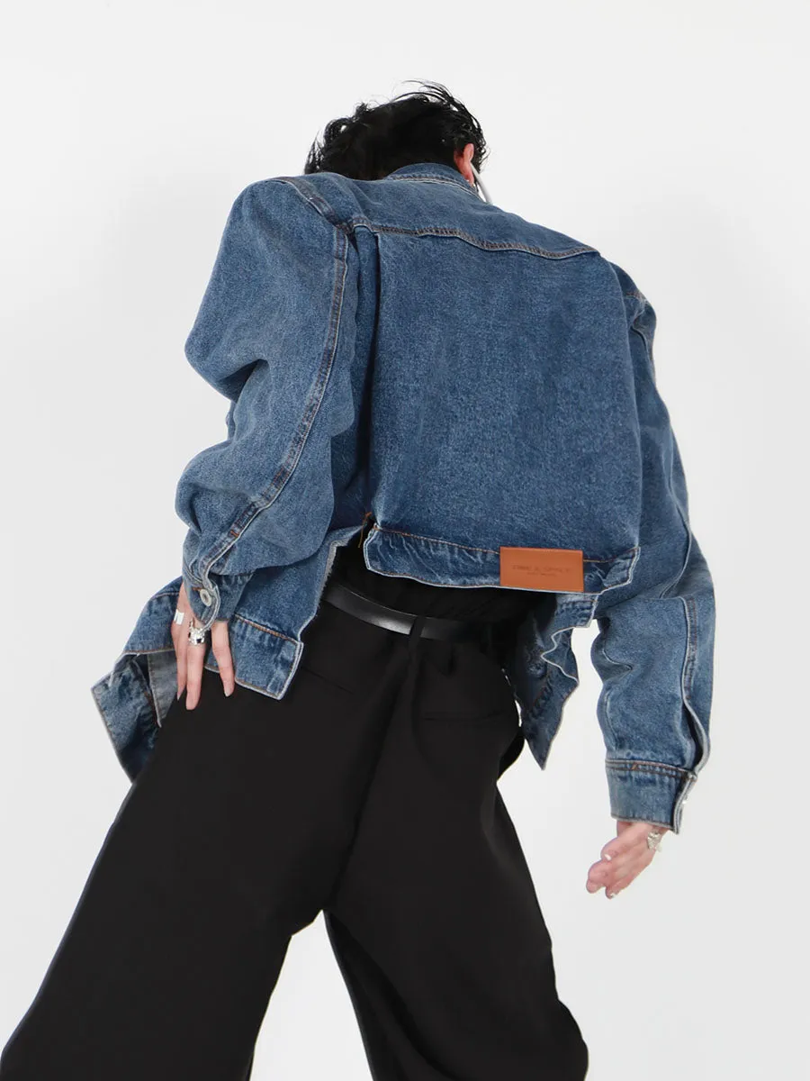 Asymmetrical Hem Denim Jacket