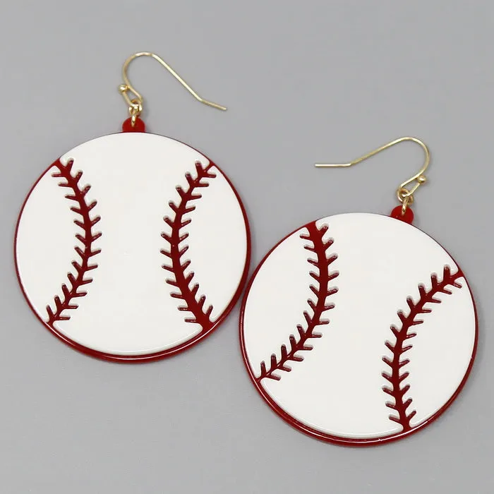 Baseball Acetate Drop Earrings