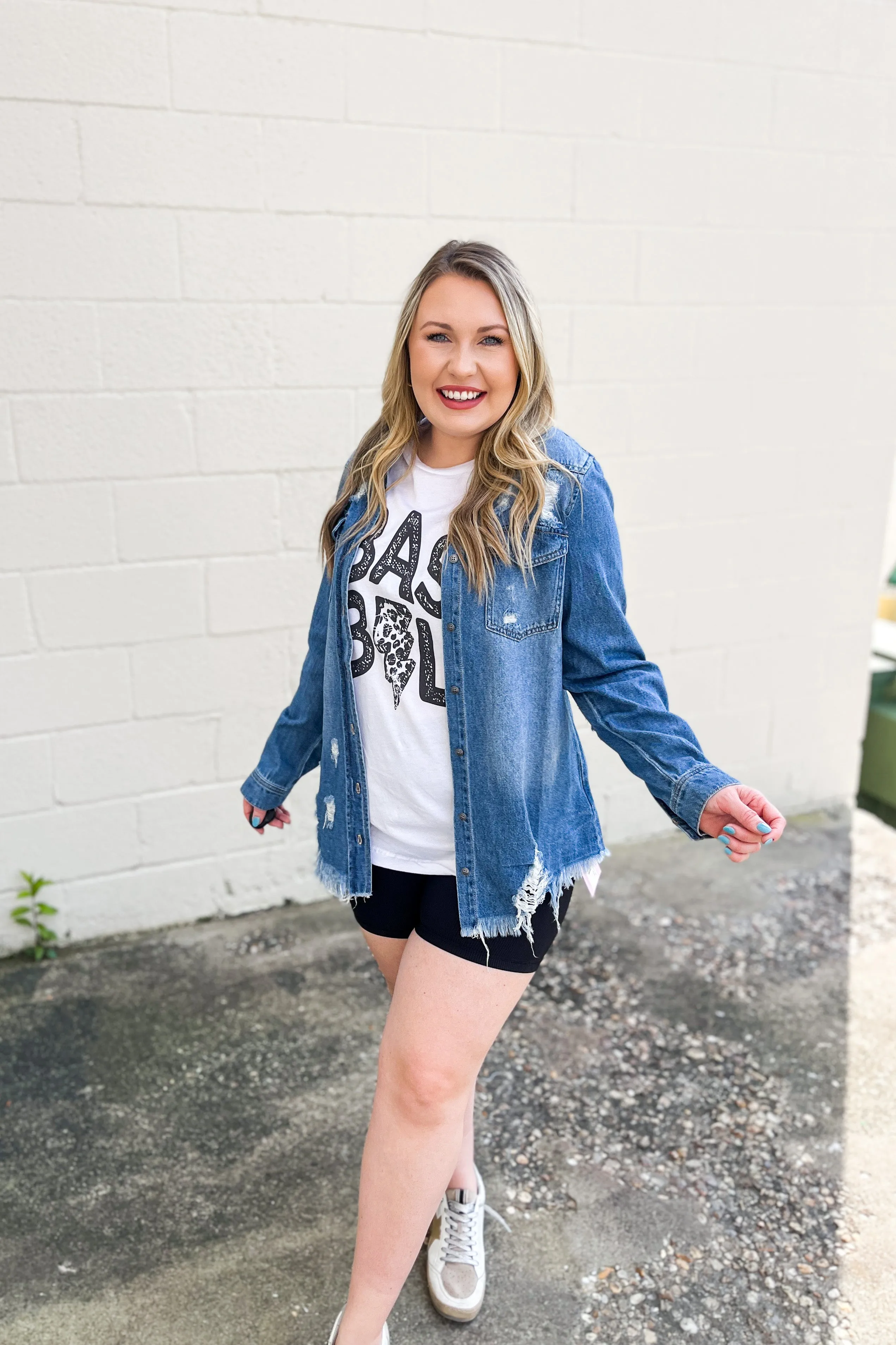 Baseball Lightning Graphic Tee, White