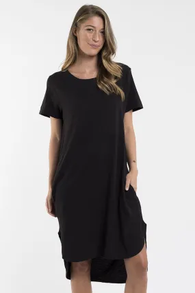 Bayley Washed Black SS Tee Midi Dress