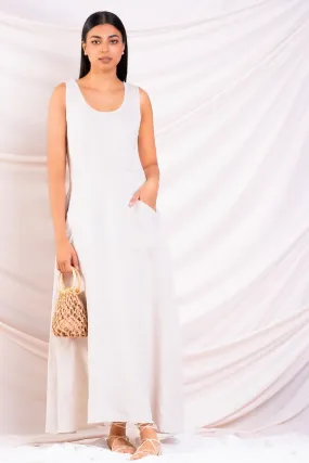 Beige Linen Maxi Dress