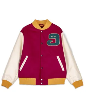 Bomber Grimey Lust Mantra Wool Baseball Jacket Wine