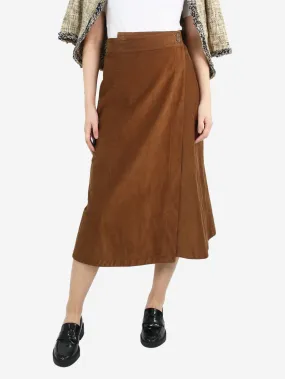 Brown corduroy A-line skirt - size UK 8