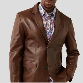 Butter Soft Men's Brown Leather Blazer - Timeless Elegance