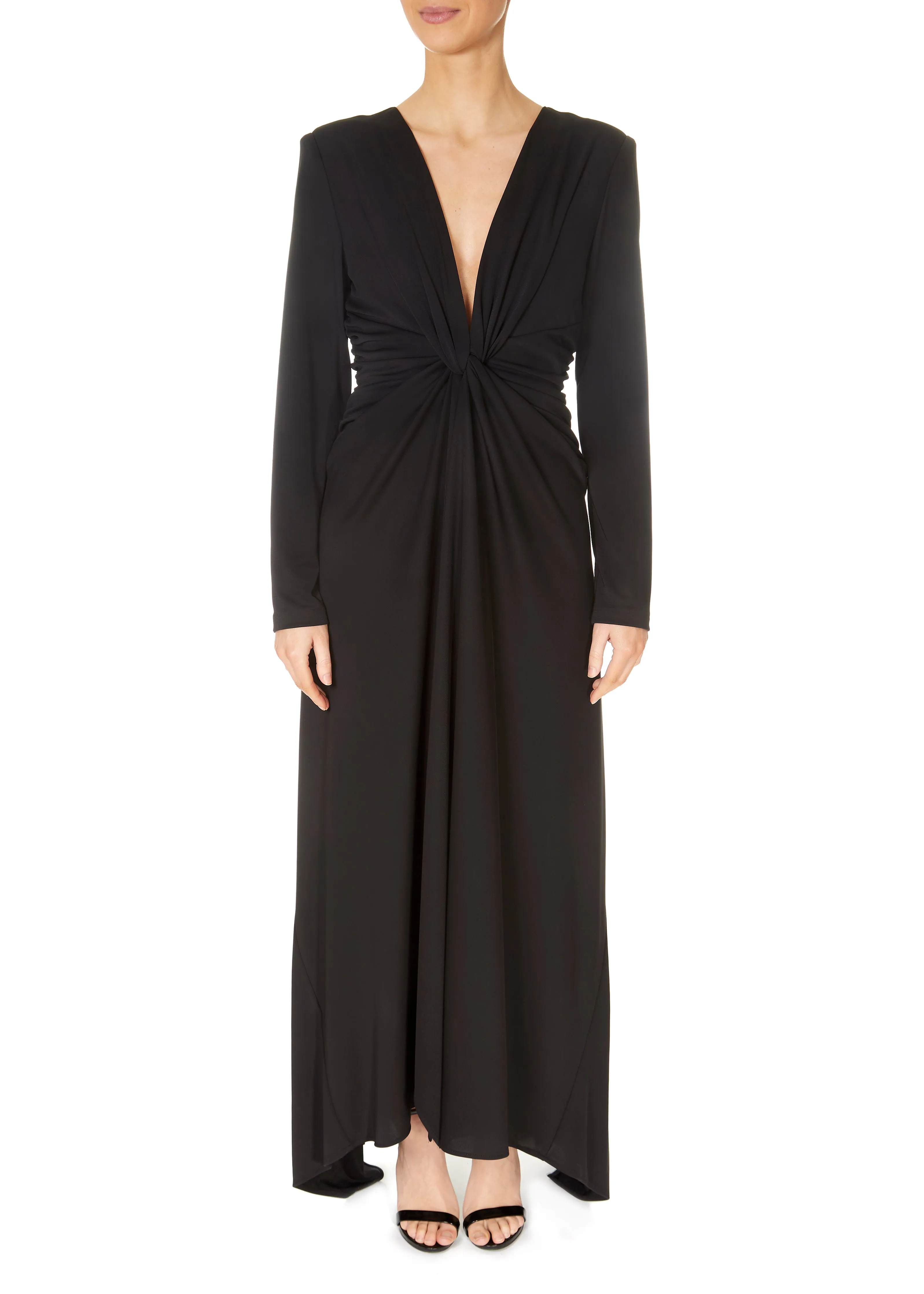 Carla Ruiz Long Sleeve Ruched Dress Black