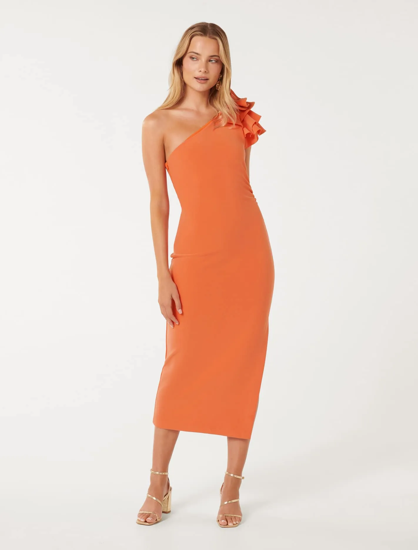 Celeste One Shoulder Ruffle Bodycon Dress