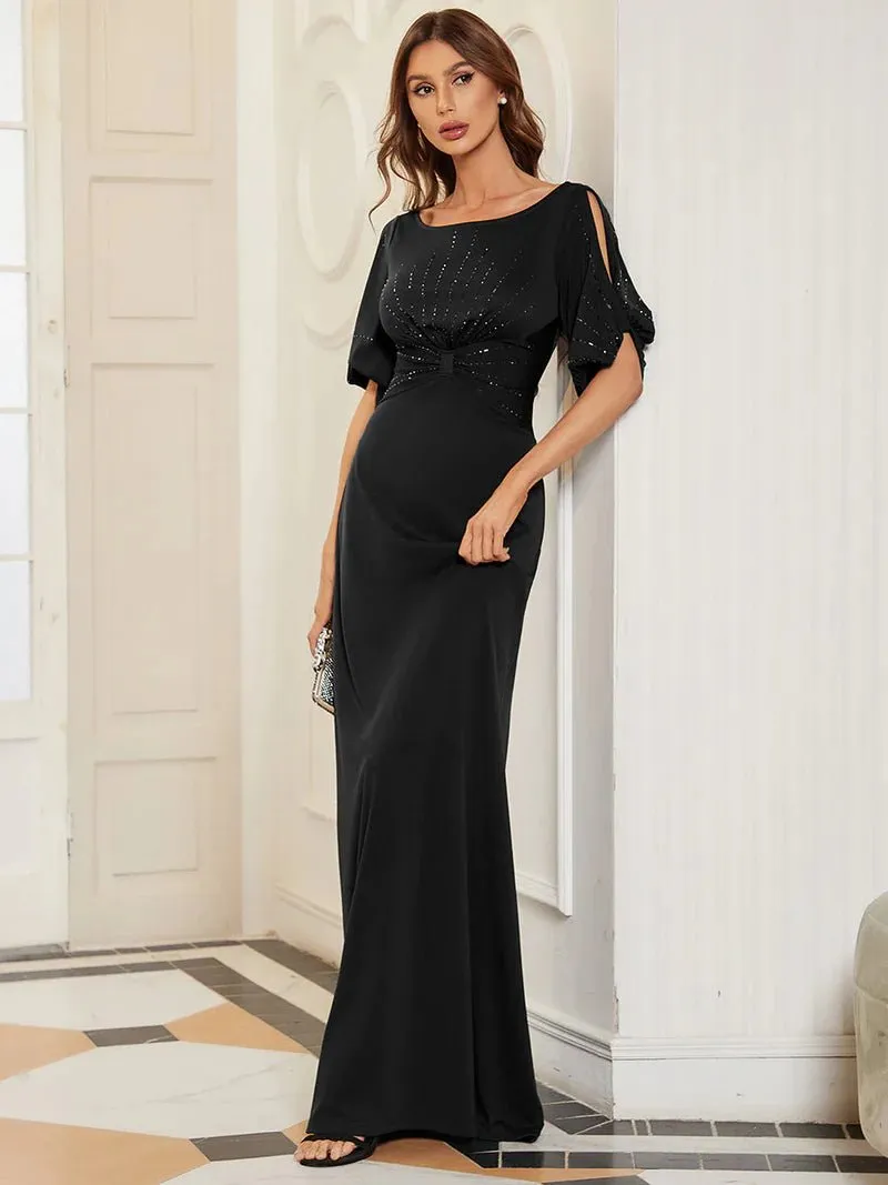 Cold Shoulder Rhinestone Detail Evening Dress