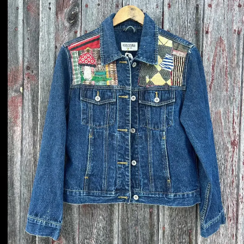 Denim Jacket with Mushroom appliques