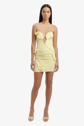 Eleni Flower Mini Dress - Canary Yellow