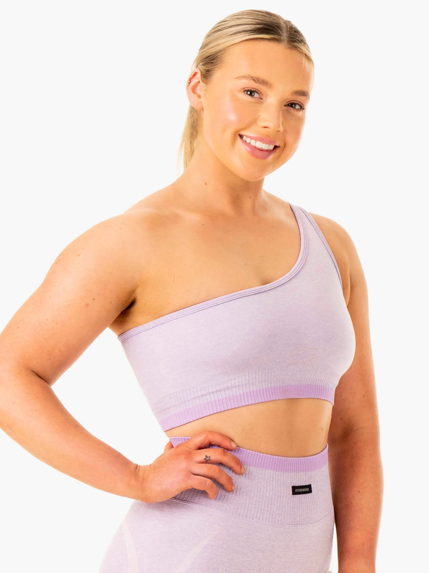 Excel Seamless One Shoulder Sports Bra - Lavender Marl