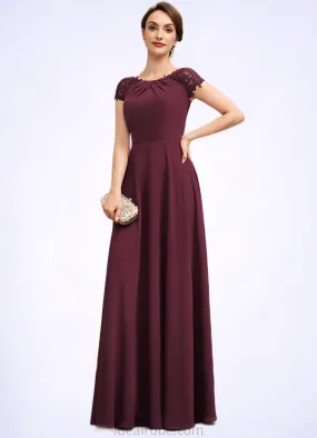 Grace A-Line Scoop Neck Floor-Length Chiffon Mother of the Bride Dress With Ruffle Lace STK126P0014662