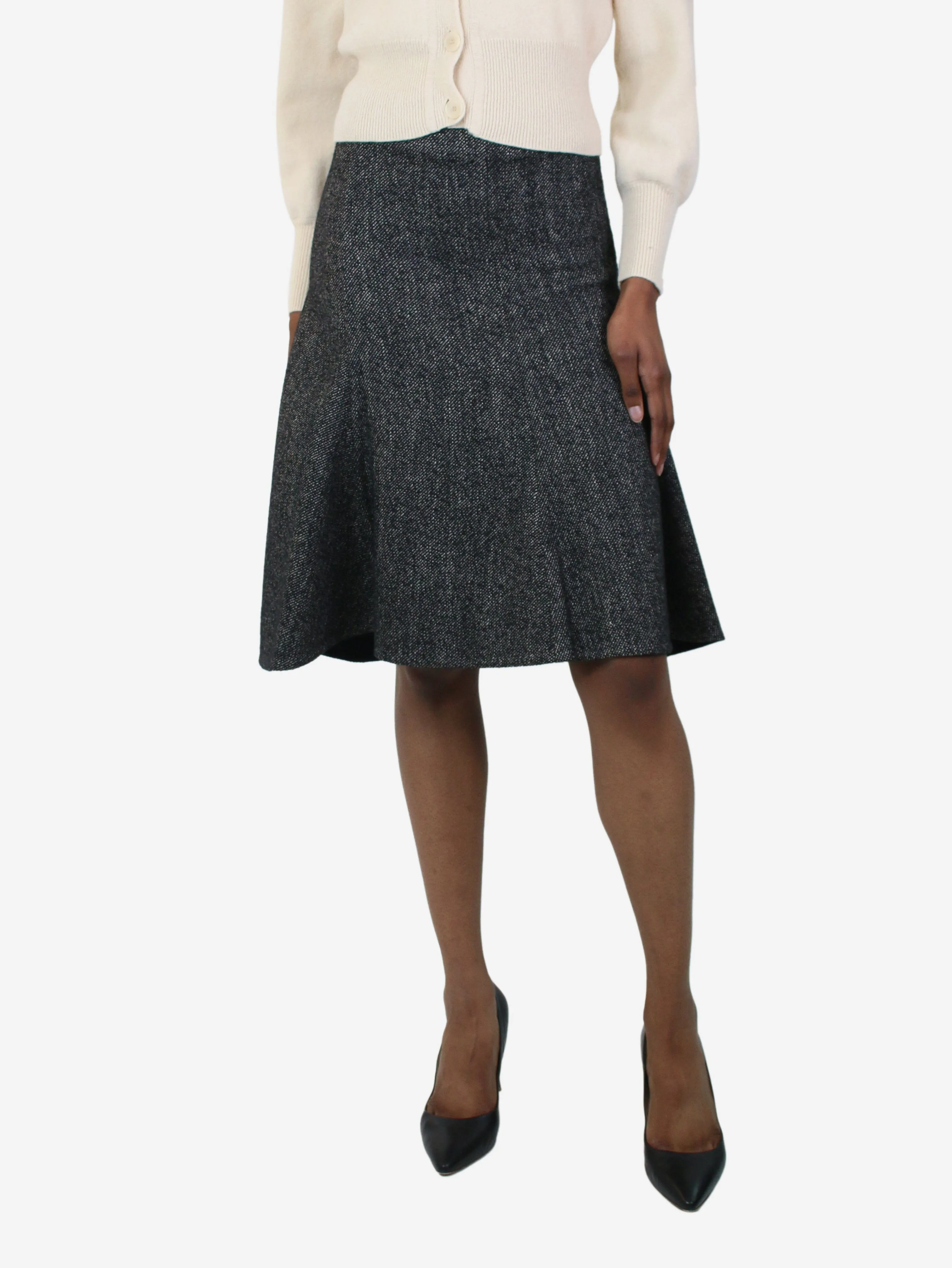 Grey A-line wool skirt - size FR 34