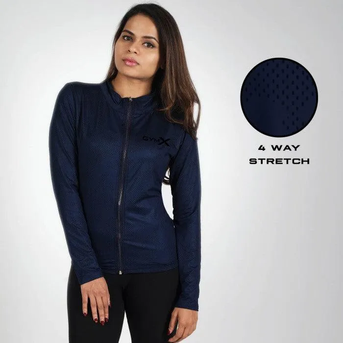 GymX Midnight Navy Full Zip Jacket- Athena Series- Sale