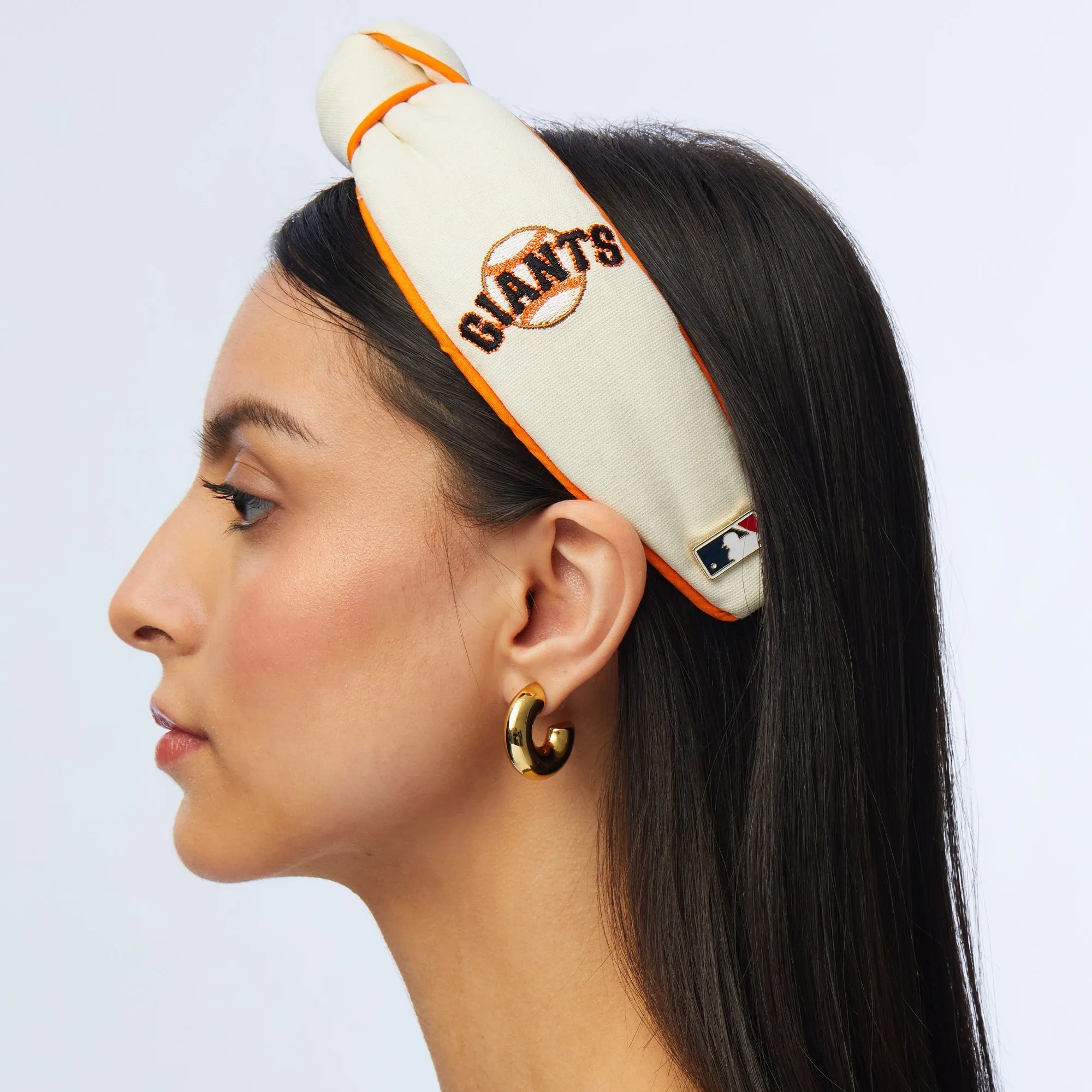 IVORY SF GIANTS EMBROIDERED KNOTTED HEADBAND