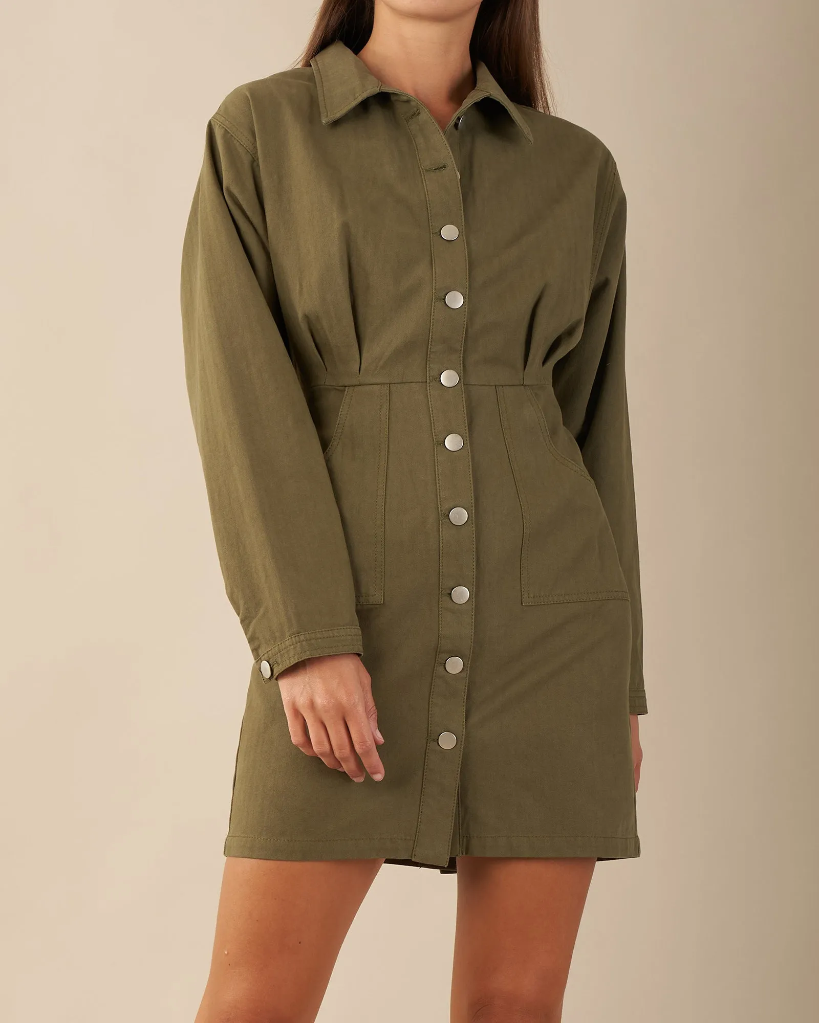 Kenzie Cotton Drill Dress - Khaki