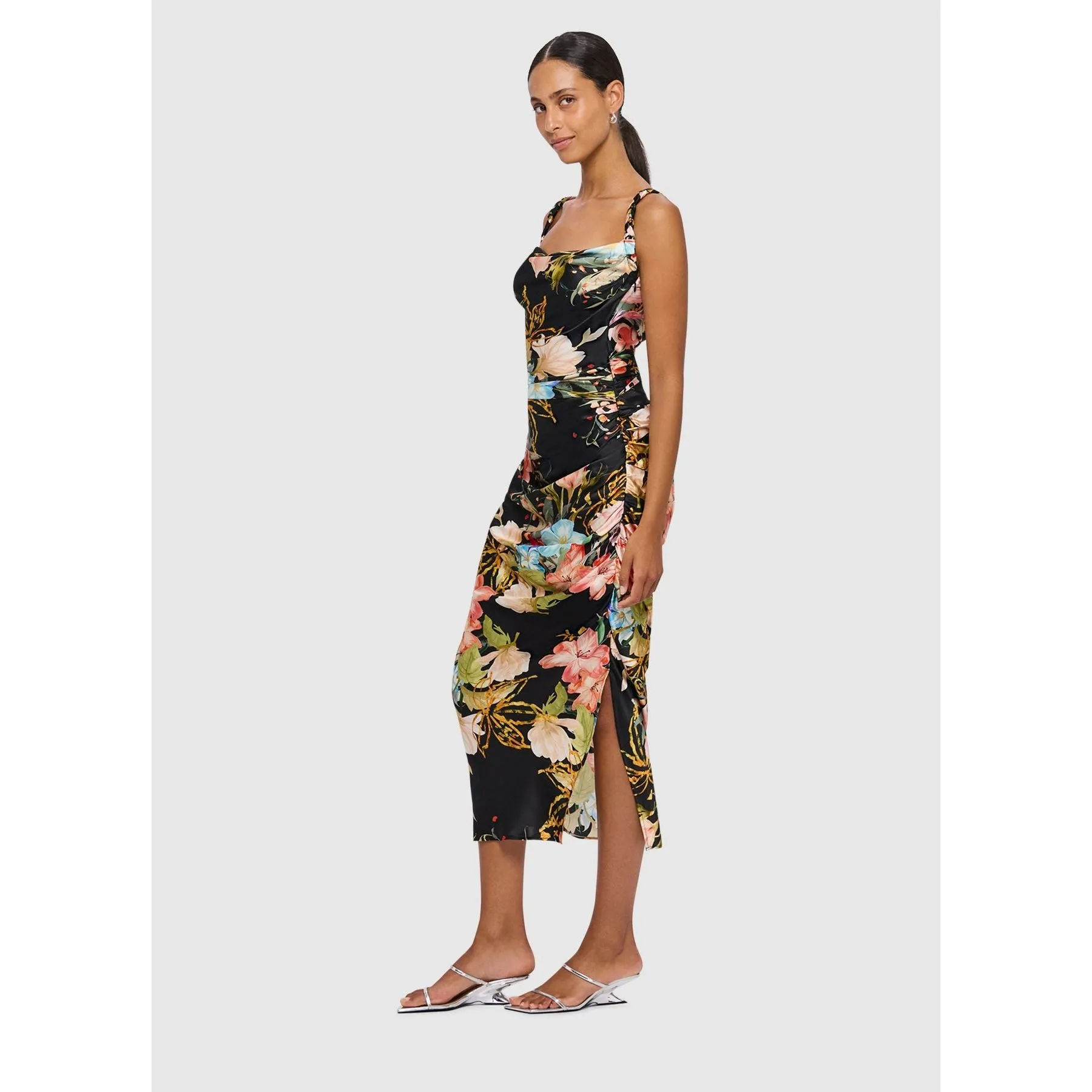 Leo Lin Rachel Cowl Neck Slip Dress - Opulent Print in Mystic