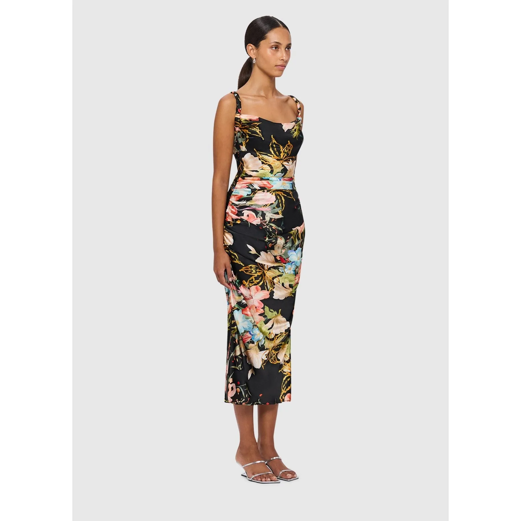 Leo Lin Rachel Cowl Neck Slip Dress - Opulent Print in Mystic