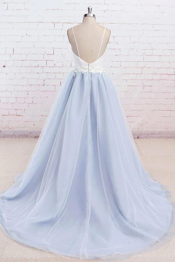 Light Blue Prom Dress, Evening Dress ,Winter Formal Dress, Pageant Dance Dresses, Graduation School Party Gown, PC0157