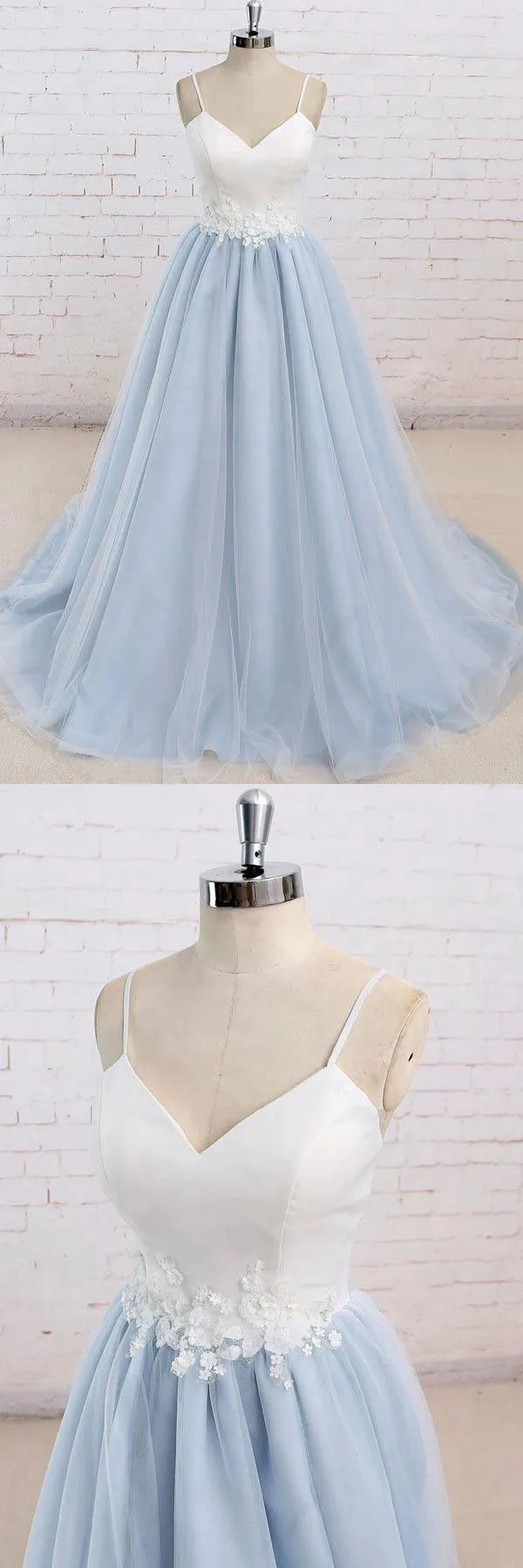 Light Blue Prom Dress, Evening Dress ,Winter Formal Dress, Pageant Dance Dresses, Graduation School Party Gown, PC0157