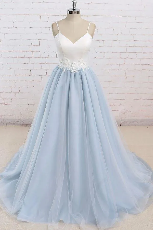 Light Blue Prom Dress, Evening Dress ,Winter Formal Dress, Pageant Dance Dresses, Graduation School Party Gown, PC0157