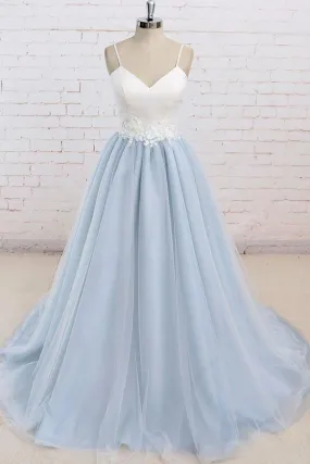 Light Blue Prom Dress, Evening Dress ,Winter Formal Dress, Pageant Dance Dresses, Graduation School Party Gown, PC0157