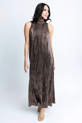 Metallic Halter Maxi Dress