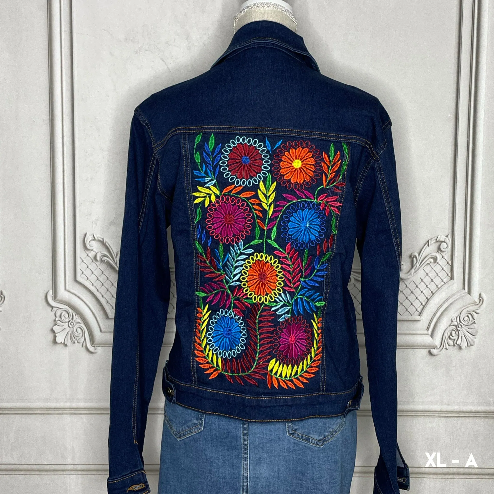 Mexican Embroidered Denim Jacket - Rococo