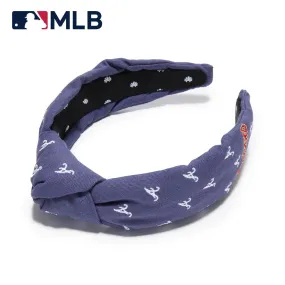 NAVY ATLANTA BRAVES EMBROIDERED KNOTTED HEADBAND