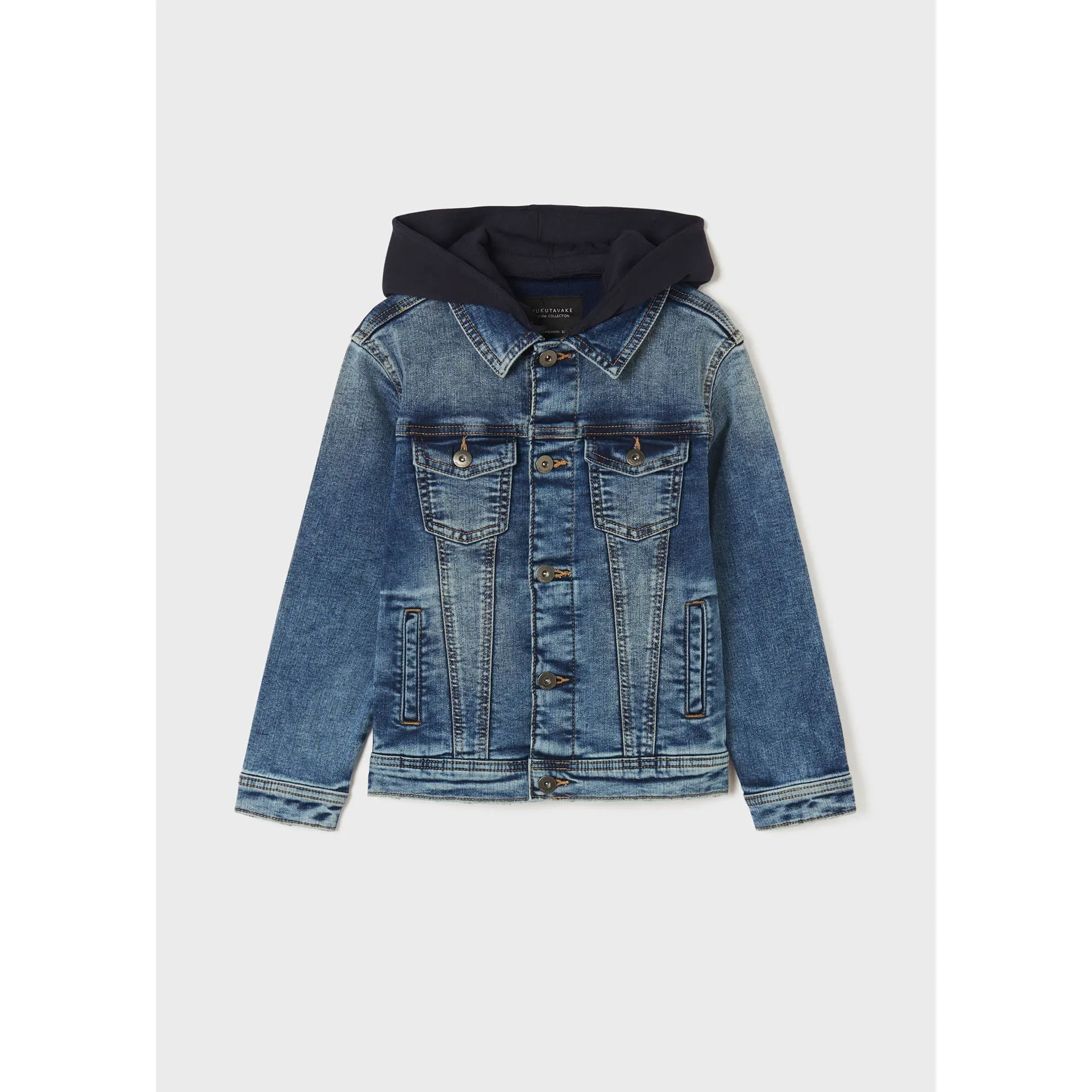 Nukutavake Hooded Denim Jacket _Medium Blue 6406-78