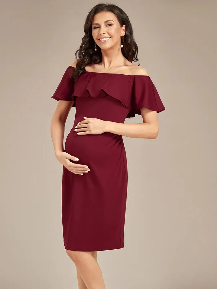 Off Shoulder Ruffles Maternity Dresses