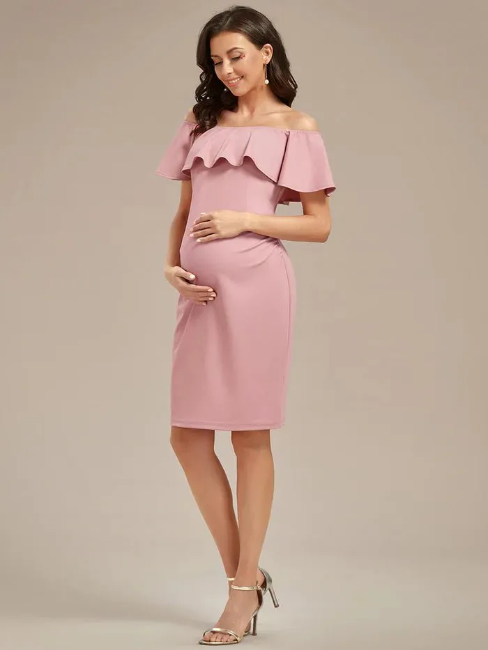 Off Shoulder Ruffles Maternity Dresses