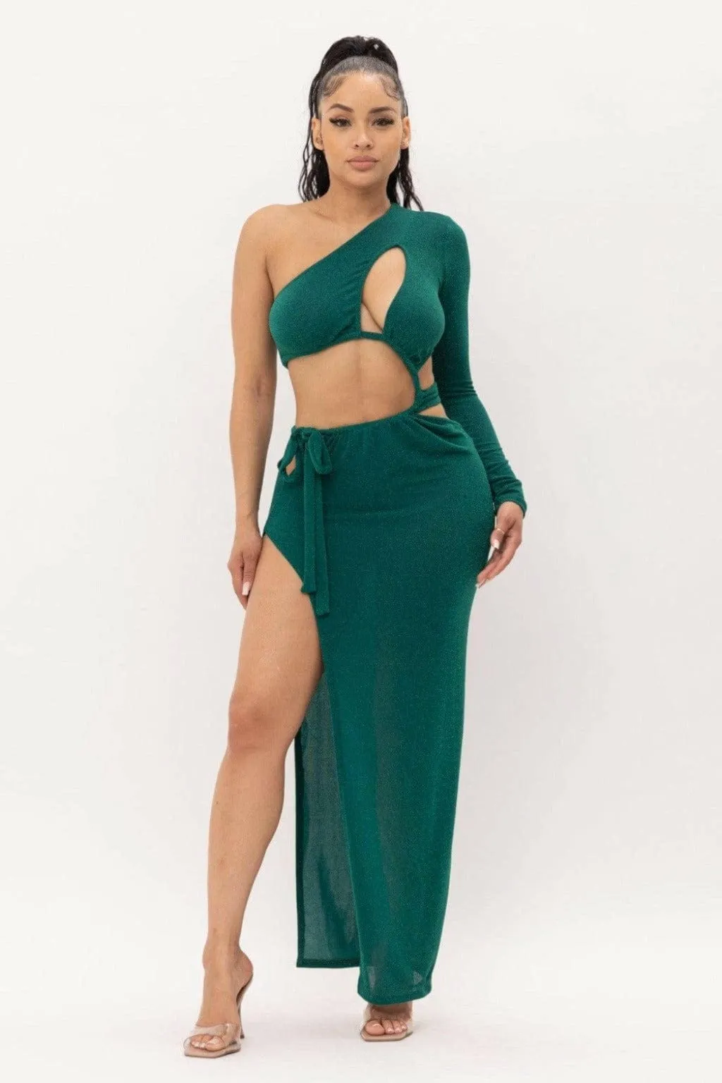 One Shoulder Cut Out maxi Dress