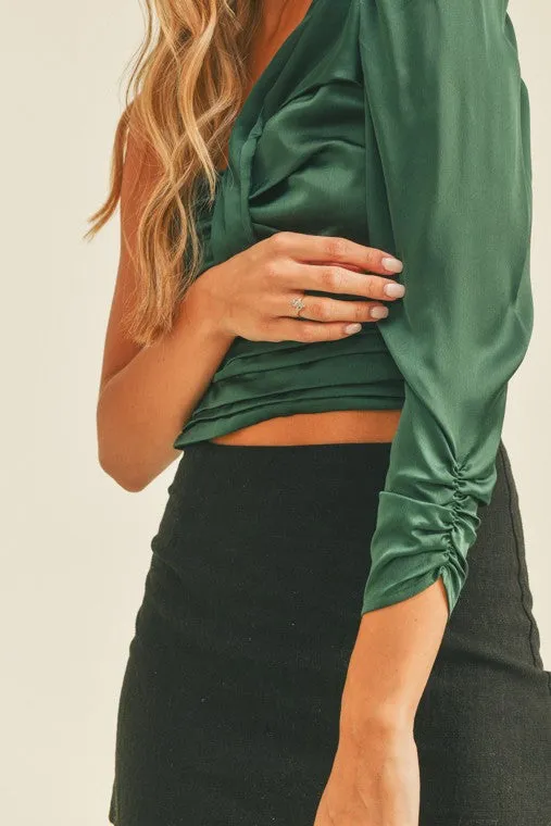 One Shoulder Satin Top