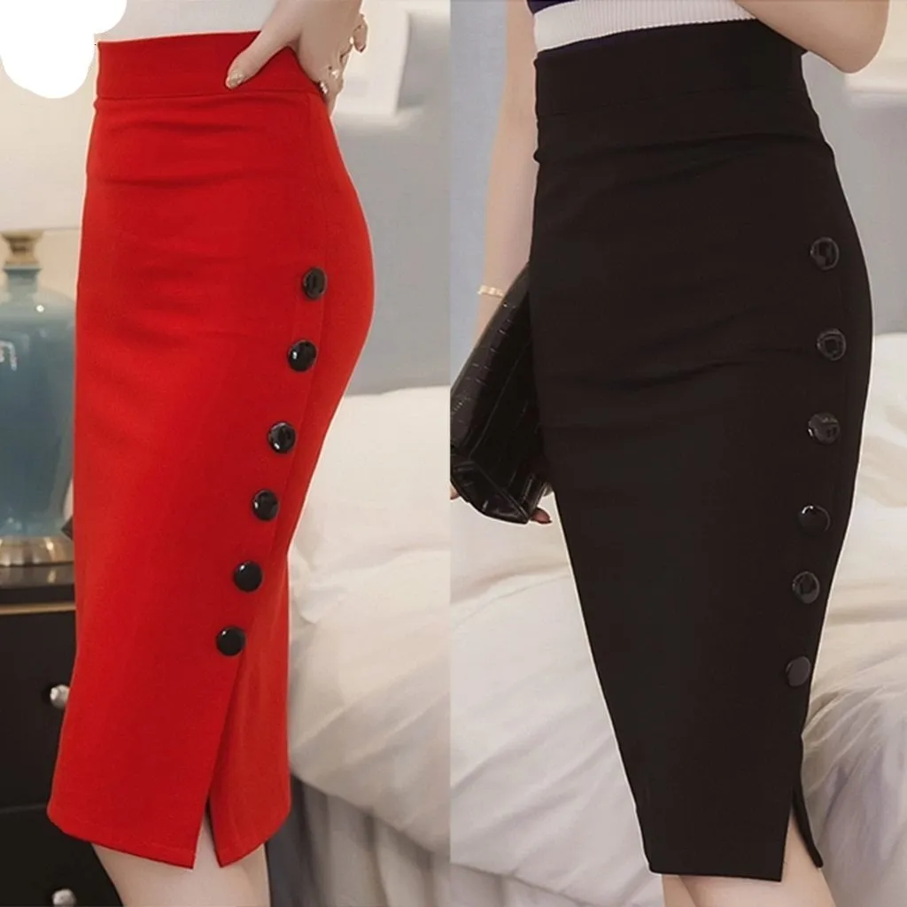 Pencil High Waist Button Skirt