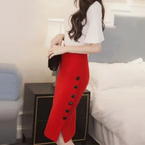 Pencil High Waist Button Skirt