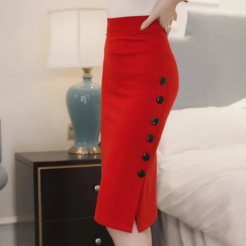 Pencil High Waist Button Skirt