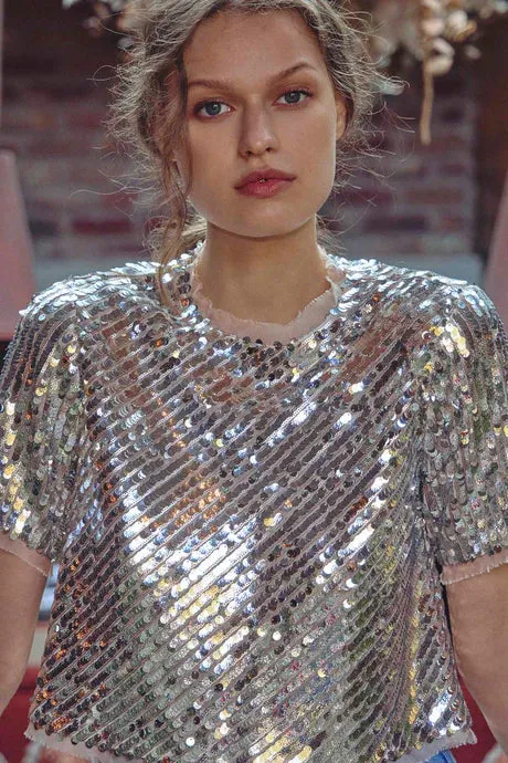 Pixie Top - Rose Sequin