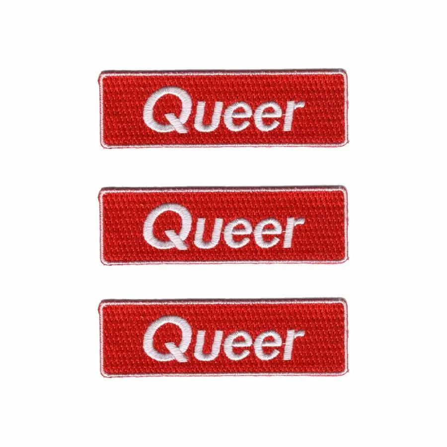 Queer Red Rectangular Patch supporting The Trevor Project